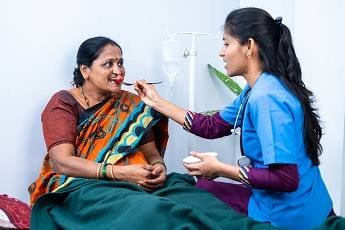 Caregiver providing compassionate elderly care at home